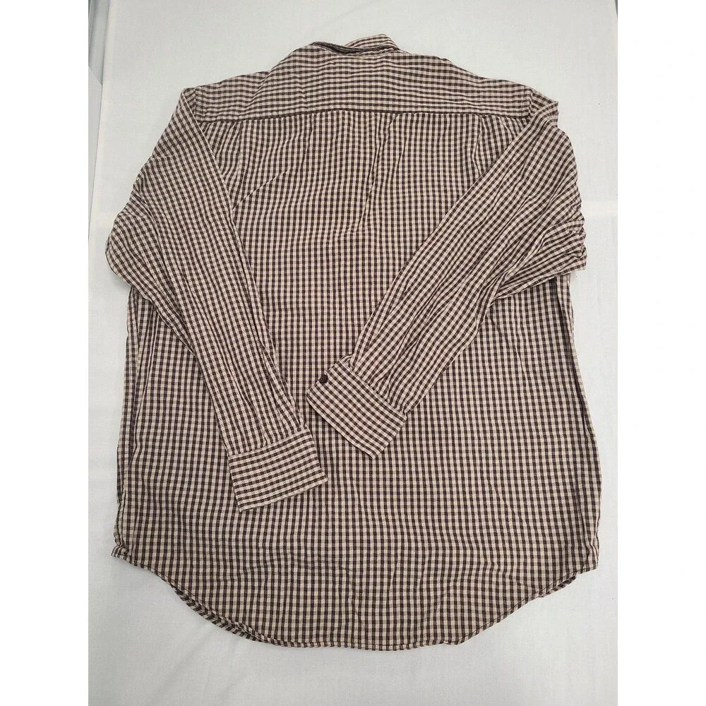 Banana Republic Mens Size L Brown Check Button Down Shirt Long Sleeve